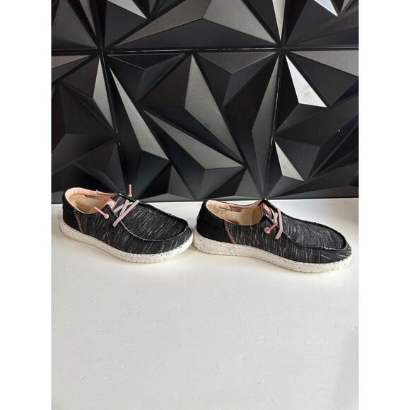 Hey Dude Womens Wendy Funk Jersey Black Pink Slip On Shoes Size 7 - Picture 11 of 13